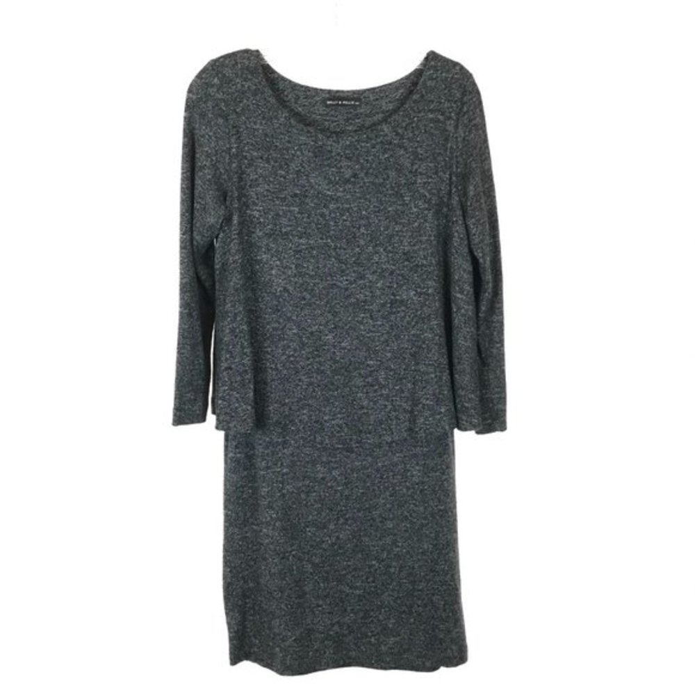 Womens Size Medium Nally & Millie Gray Soft Brushed Jersey Long Sleeve Dress